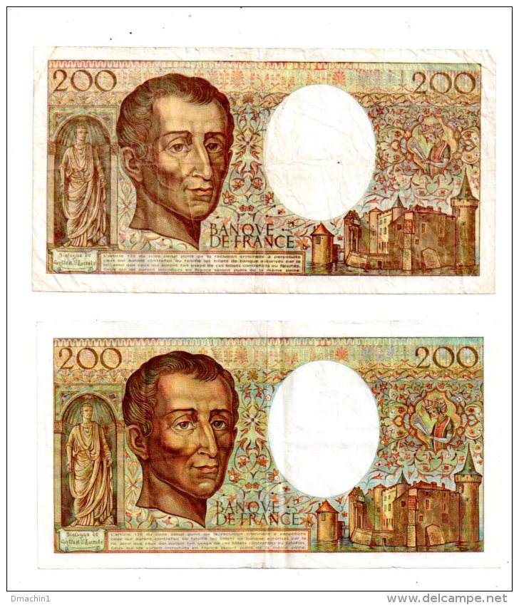 4 Billets De 200 Francs--voir état - 200 F 1981-1994 ''Montesquieu''