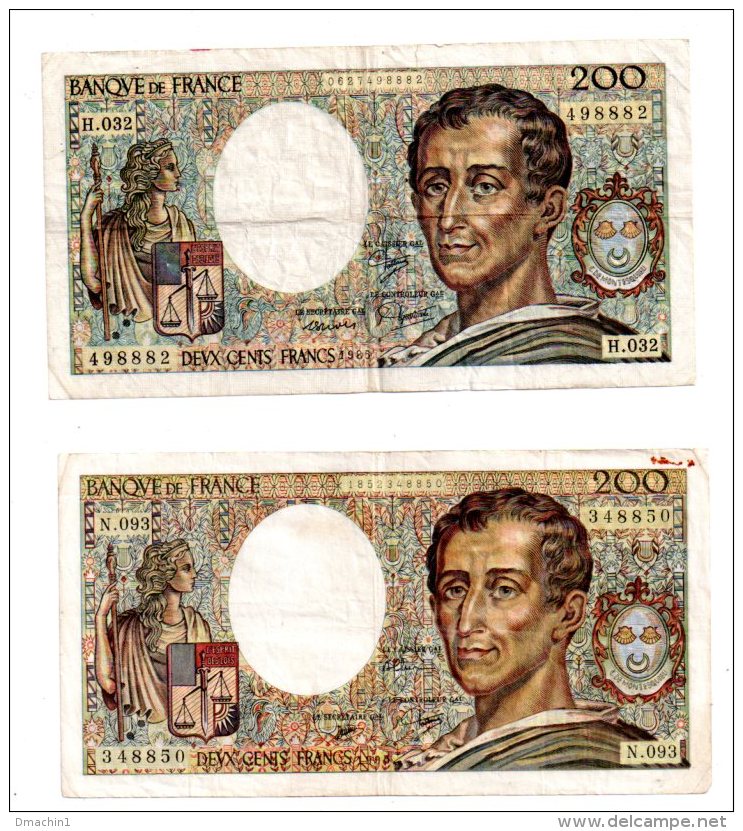 4 Billets De 200 Francs--voir état - 200 F 1981-1994 ''Montesquieu''