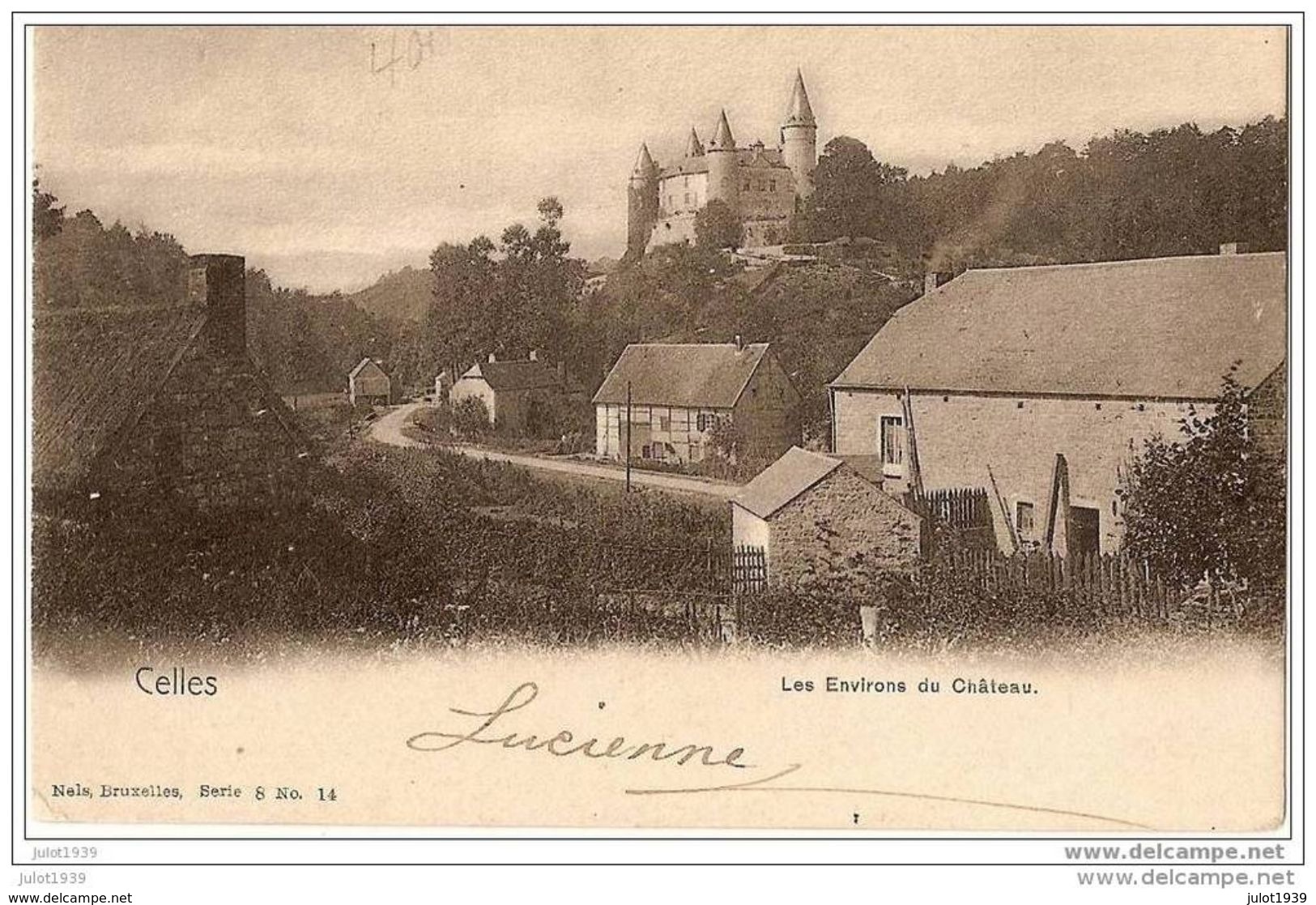 CELLES ..-- HOUYET ..-- Nels 8 , N° 14 . Environs Du Château . 1902 Vers BXL ( Melle Marguerite DEVOS ) . Voir Verso . - Houyet