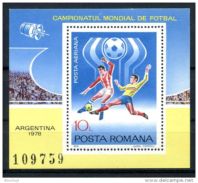 Romania, 1978, Soccer World Cup Argentina, Football, MNH, Michel Block 149 - Otros & Sin Clasificación