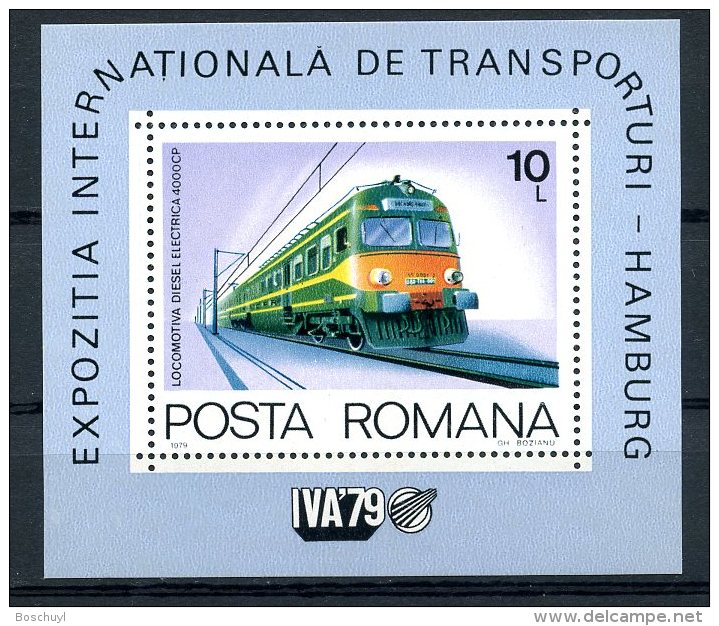 Romania, 1979, Trains, Locomotives, Railroads, MNH, Michel Block 166 - Other & Unclassified