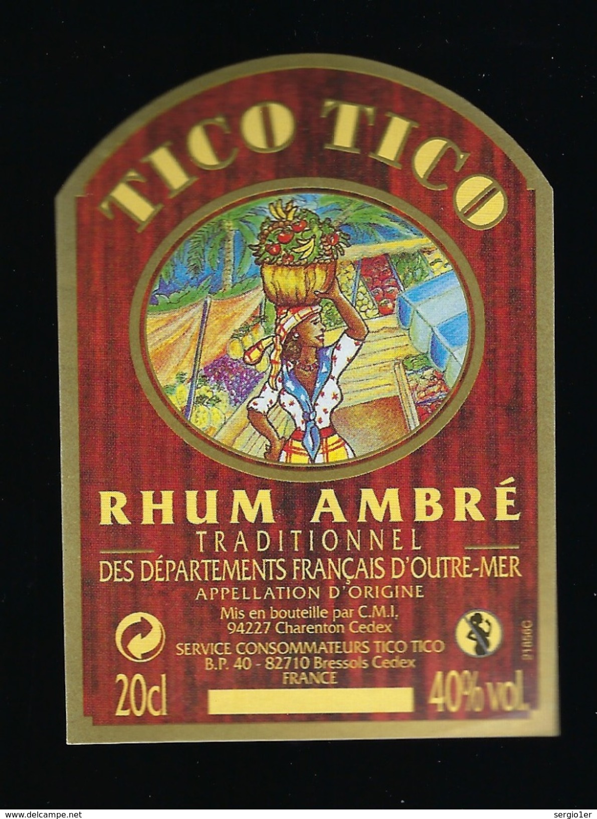 Etiquette Rhum  Ambré Traditionnel Des Départements Français D'outre Mer Tico Tico "femme" - Rhum