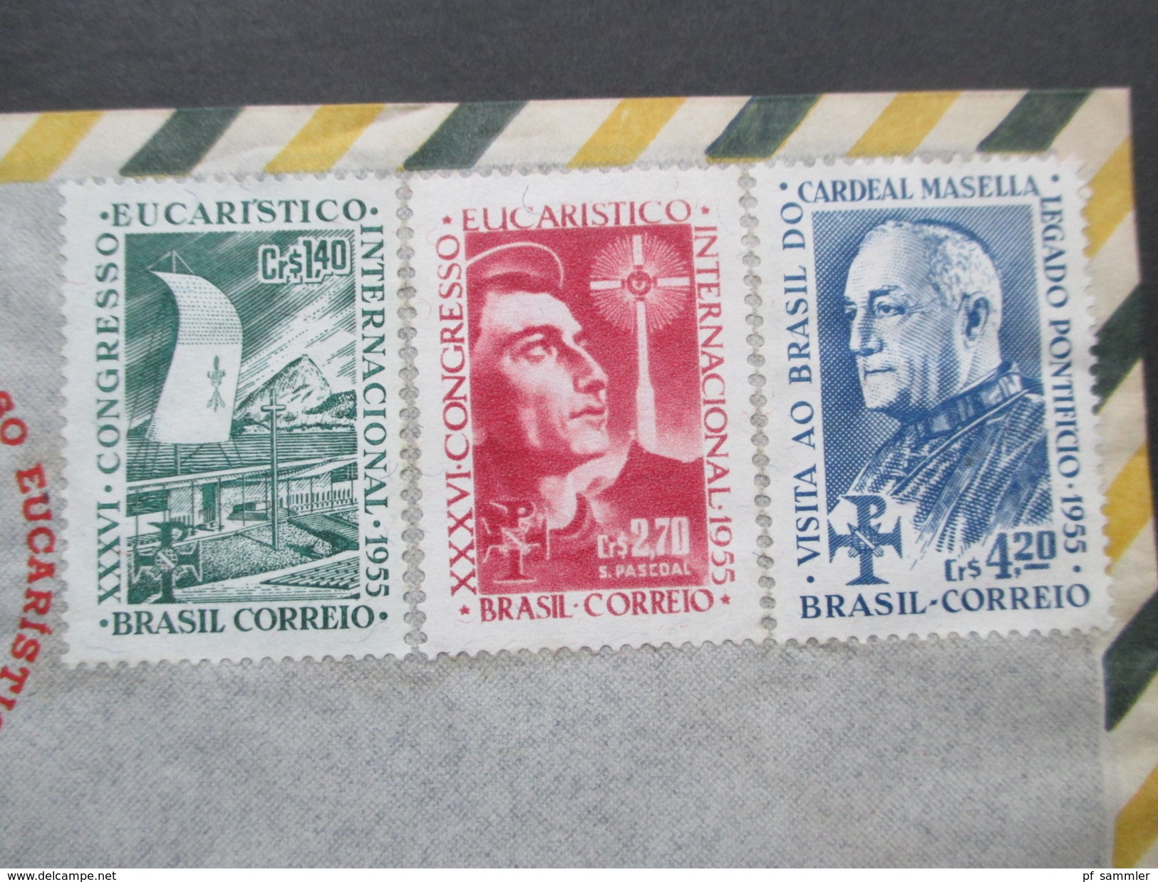 Brasilien 1955 Umschlag 36. Internationaler Eucharistischer Kongreß Mit Michel Nr. 881 - 883. Nicht Gelaufen!! - Cartas & Documentos