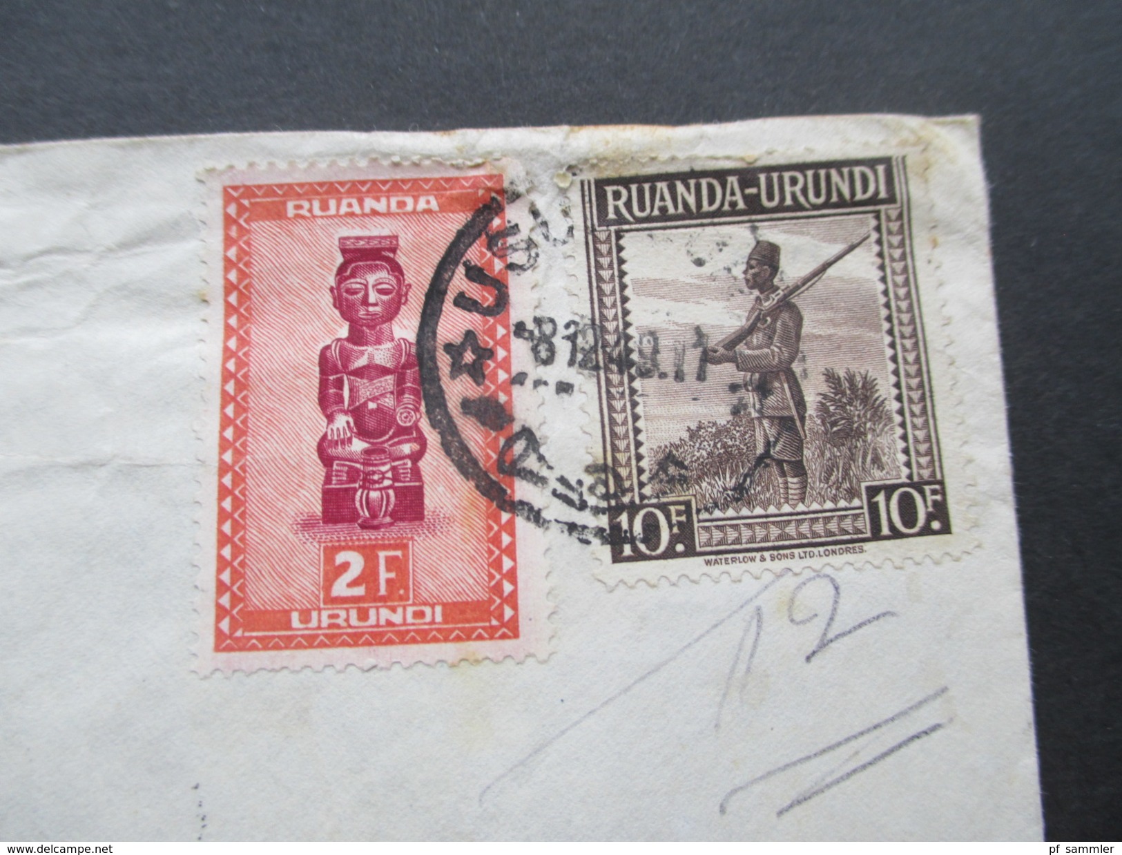 Belgisch Kongo Ruanda Urundi 1949 Luftpostbrief Usumbura Mit Stempel Bombay G.P.O. Banque Du Congo Belge - Storia Postale