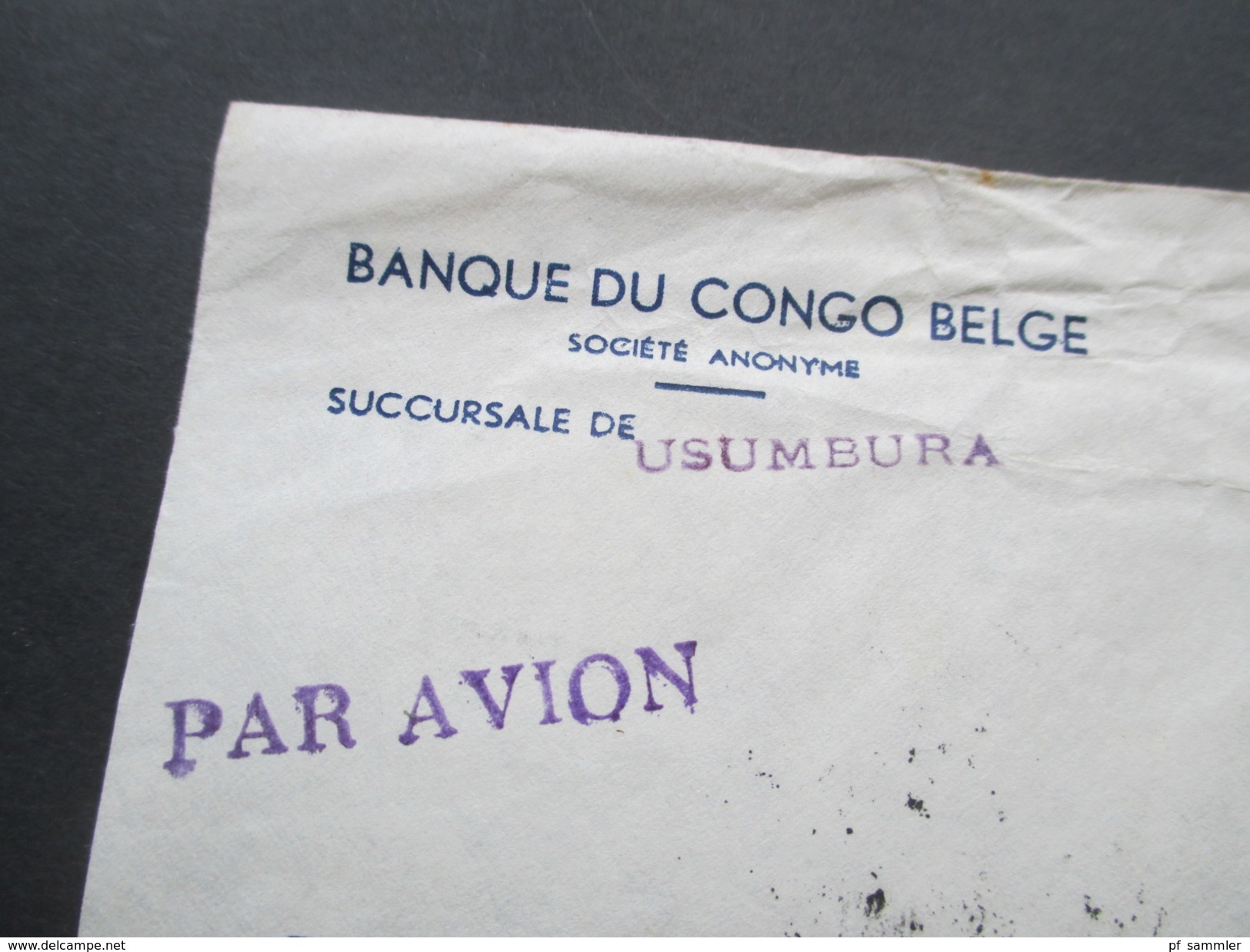 Belgisch Kongo Ruanda Urundi 1949 Luftpostbrief Usumbura Mit Stempel Bombay G.P.O. Banque Du Congo Belge - Cartas & Documentos