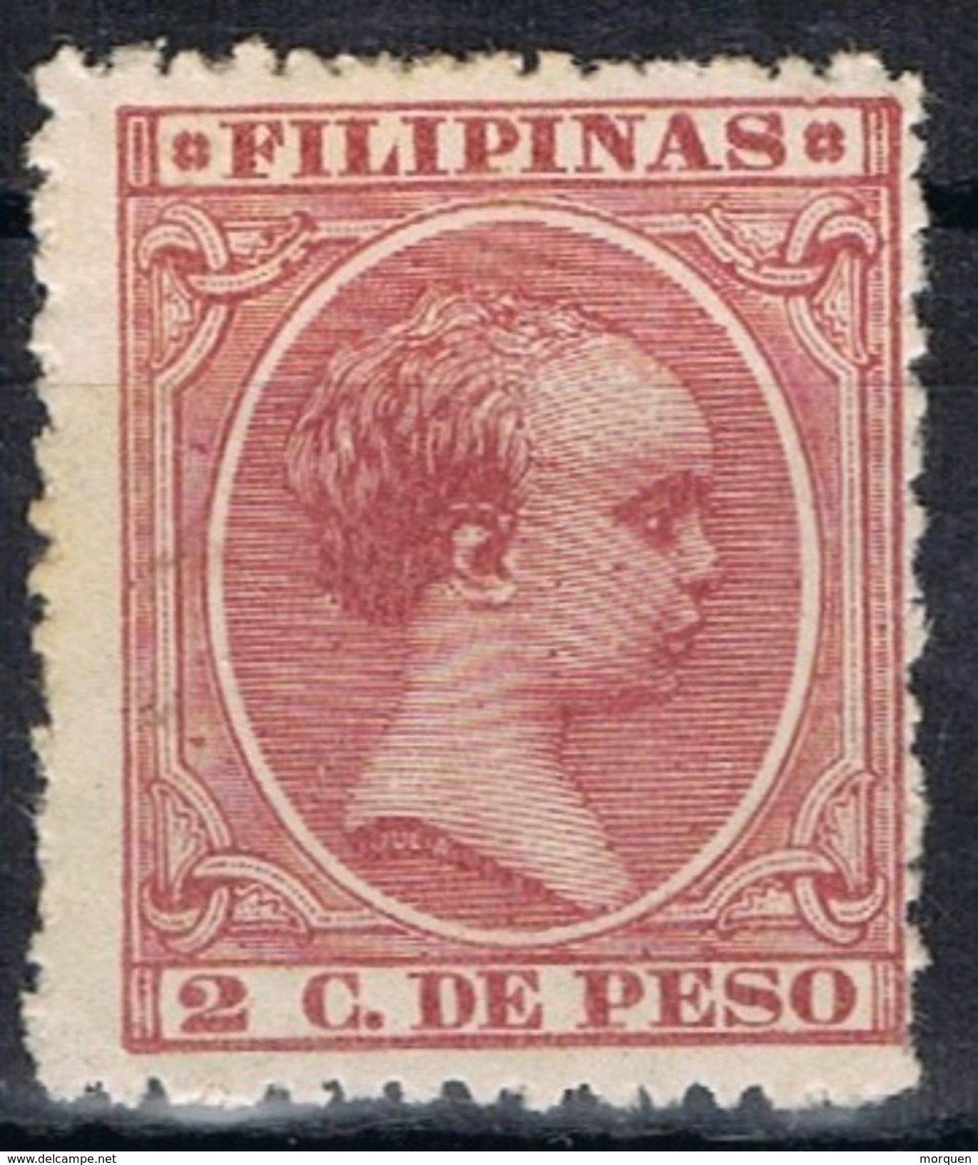 Sello 2 Ctvos FILIPINAS Españolas, VARIEDAD Impresion, Num 80 * - Philippines