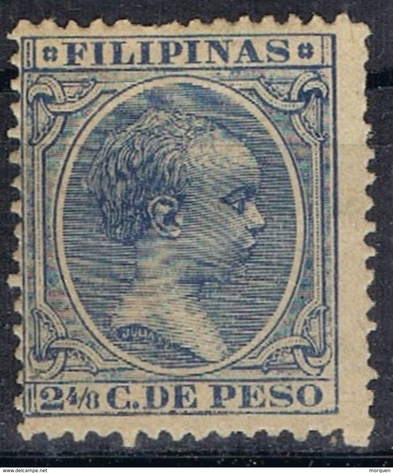 Sellos 2 4/8 Ctvos FILIPINAS Españolas, VARIEDAD Impresion, Num 81 * - Philippines