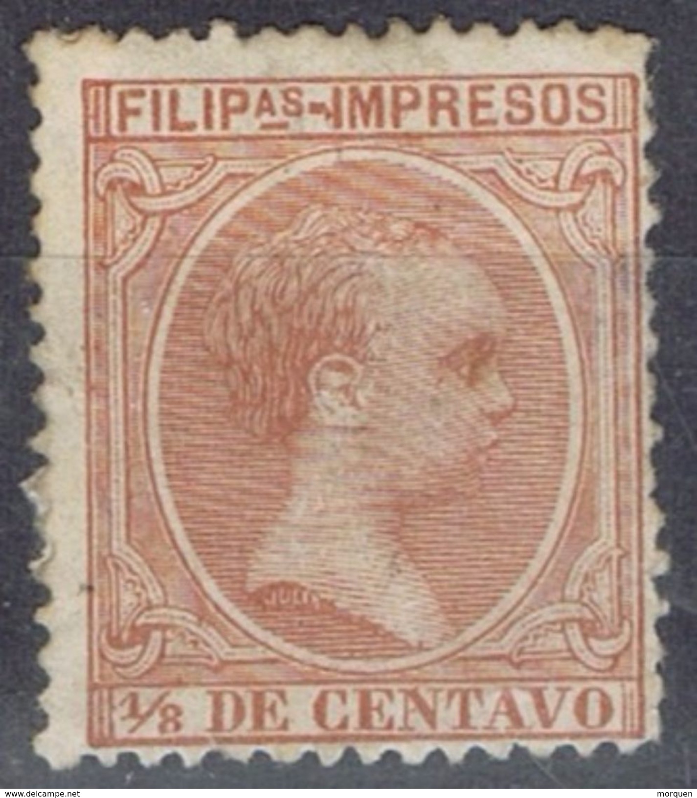 Sello 1/8 Ctvos FILIPINAS Españolas, VARIEDAD Impresion, Num 108 * - Philippinen