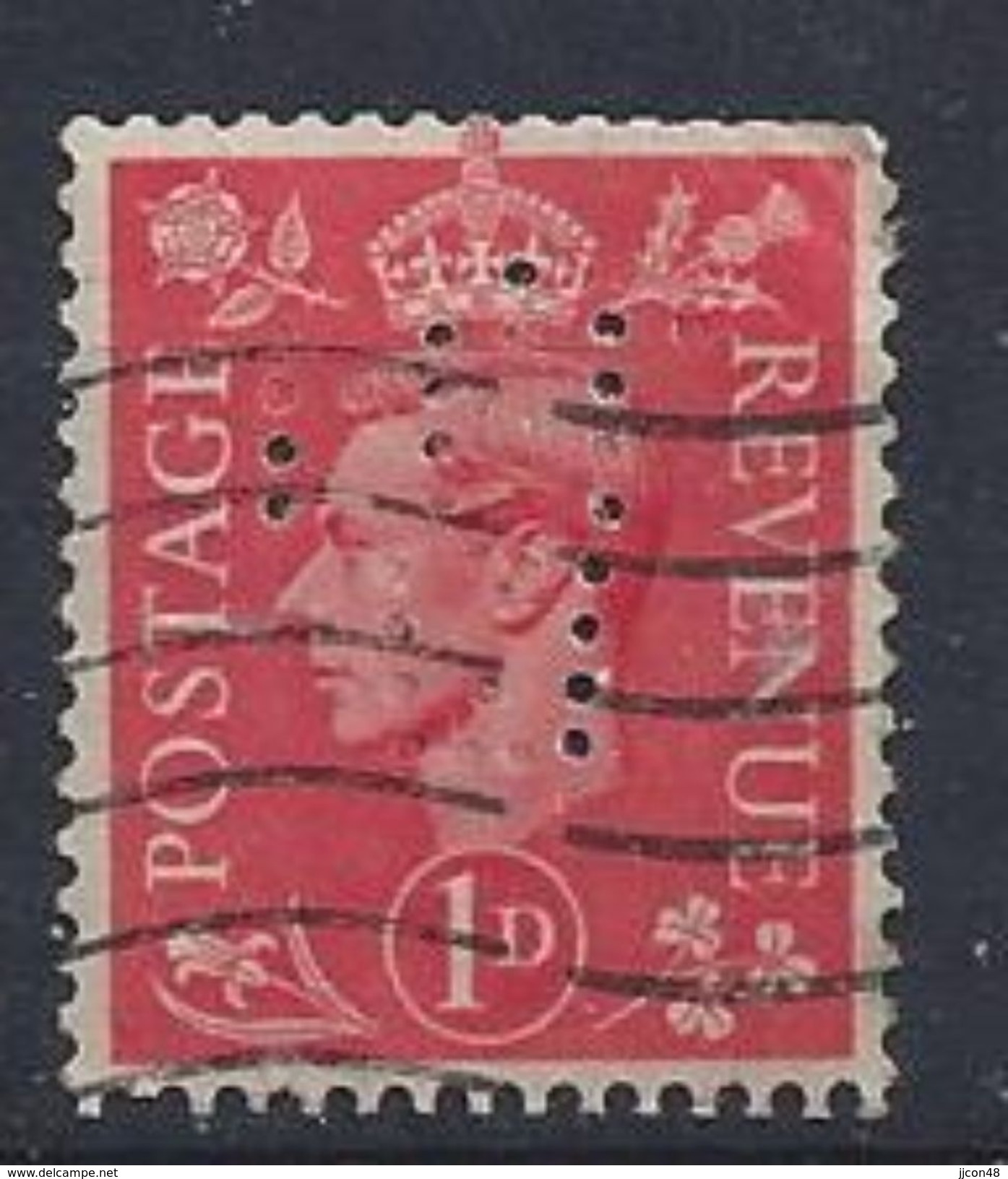 GB 1941  KG VI. 1d (o)  SG.486. Mi.222. (perfin.MJH)? - Perfins