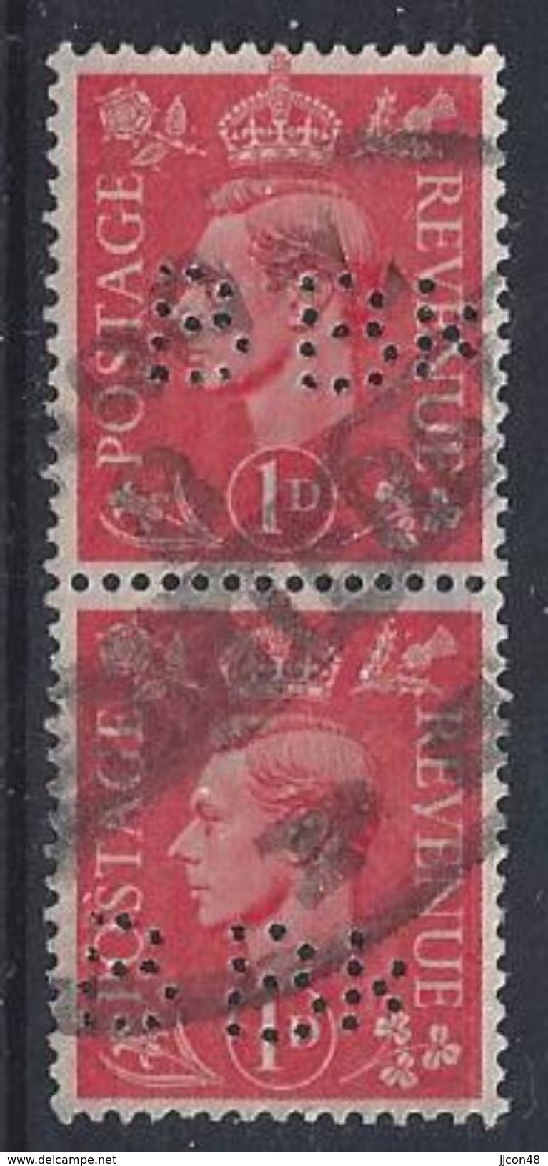 GB 1941  KG VI. 1d (o)  SG.486. Mi.222. (perfin.BBK) - Gezähnt (perforiert)