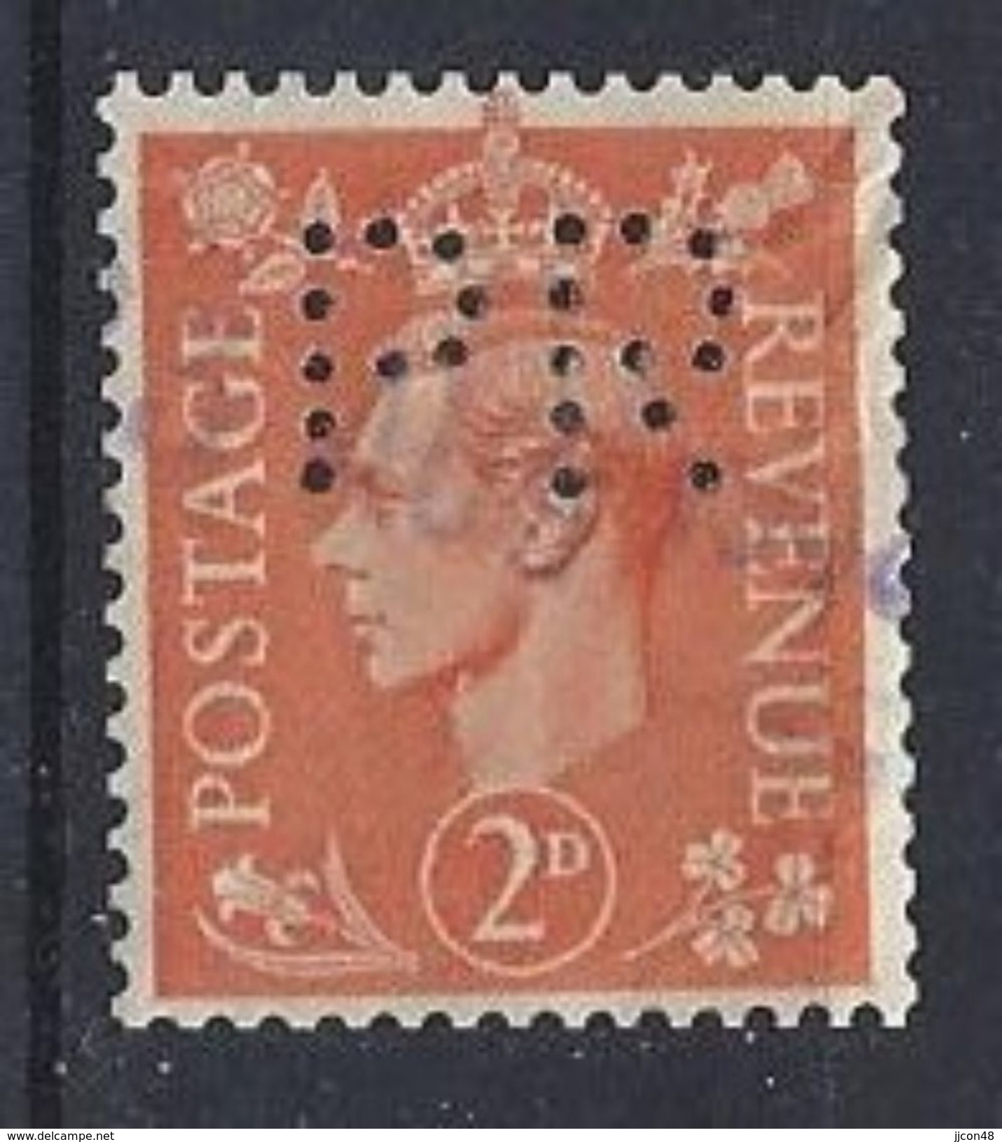 GB 1941  KG VI. 2d (o)  SG.488. Mi.224. (perfin.PR) - Perfins