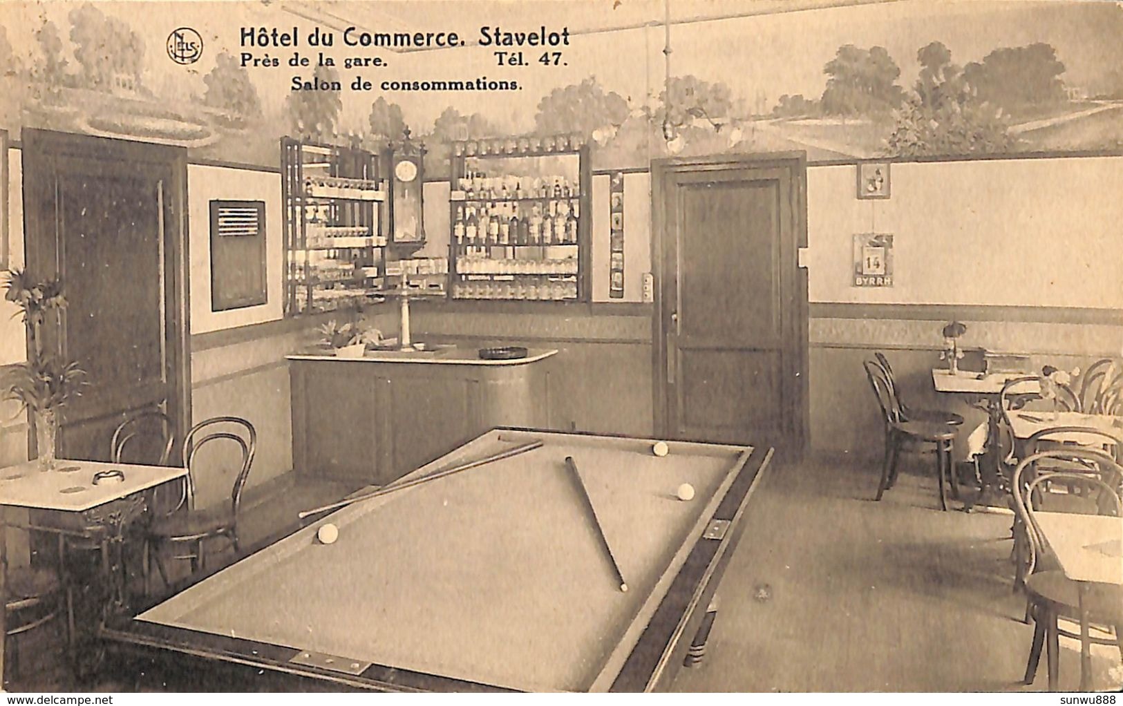 Stavelot - Hôtel Du Commerce (près De La Gare) Salle De Consommations, Billard, 1924 - Stavelot