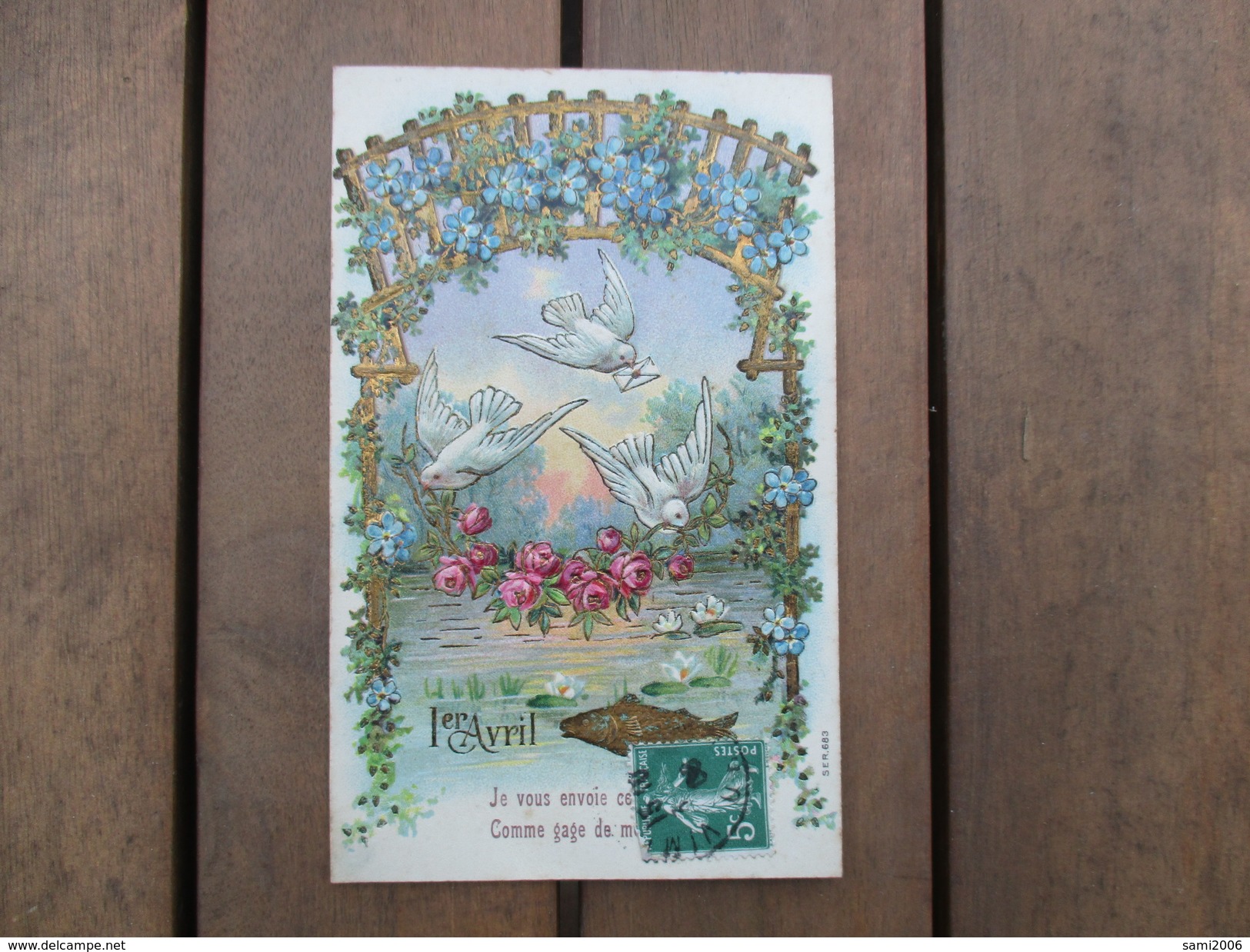 CPA FANTAISIE GAUFREE 1 ER AVRIL POISSON FLEURS OISEAUX - Anno Nuovo