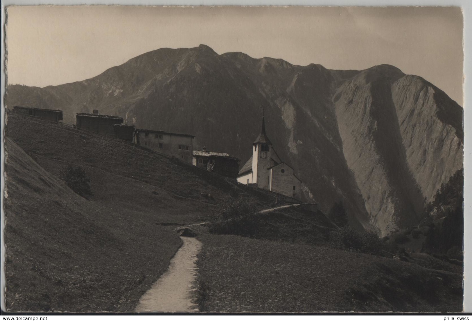 Binntal, Kirche In Binn, Breithorn - Photo: E. Gyger No. 9706 - Binn