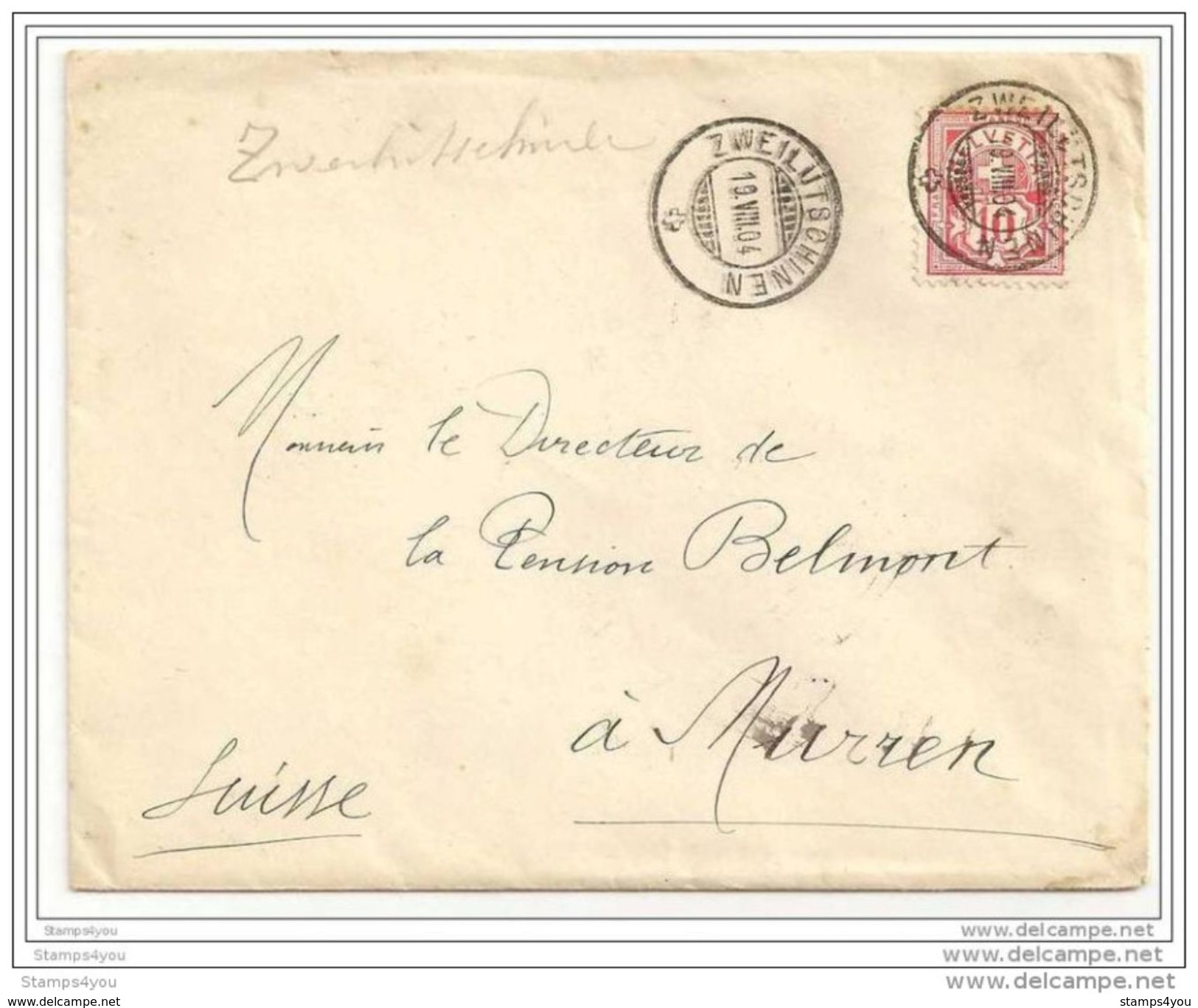 51 - 5 - Enveloppe Envoyée De Zweilütschinen à Mürren 1904 - Briefe U. Dokumente