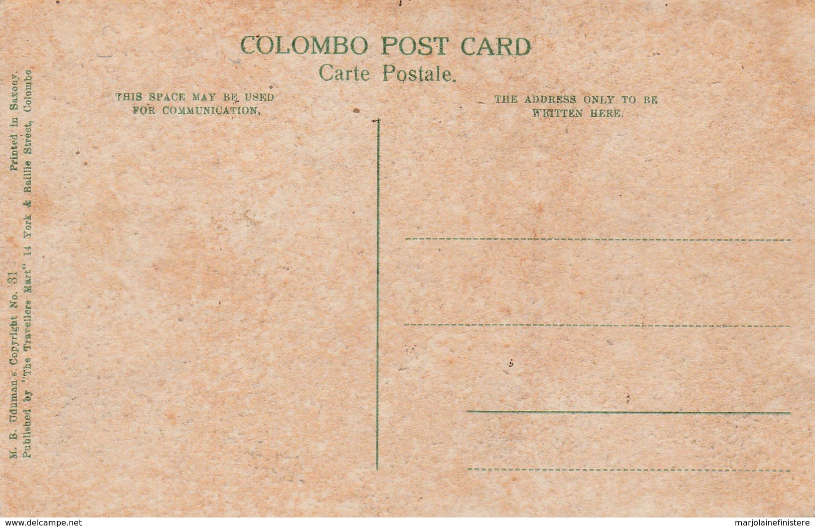 CPA Sri Lanka - Colombo.- General Post Office. M. B. Uduman's Copyright N° 31 - Sri Lanka (Ceylon)