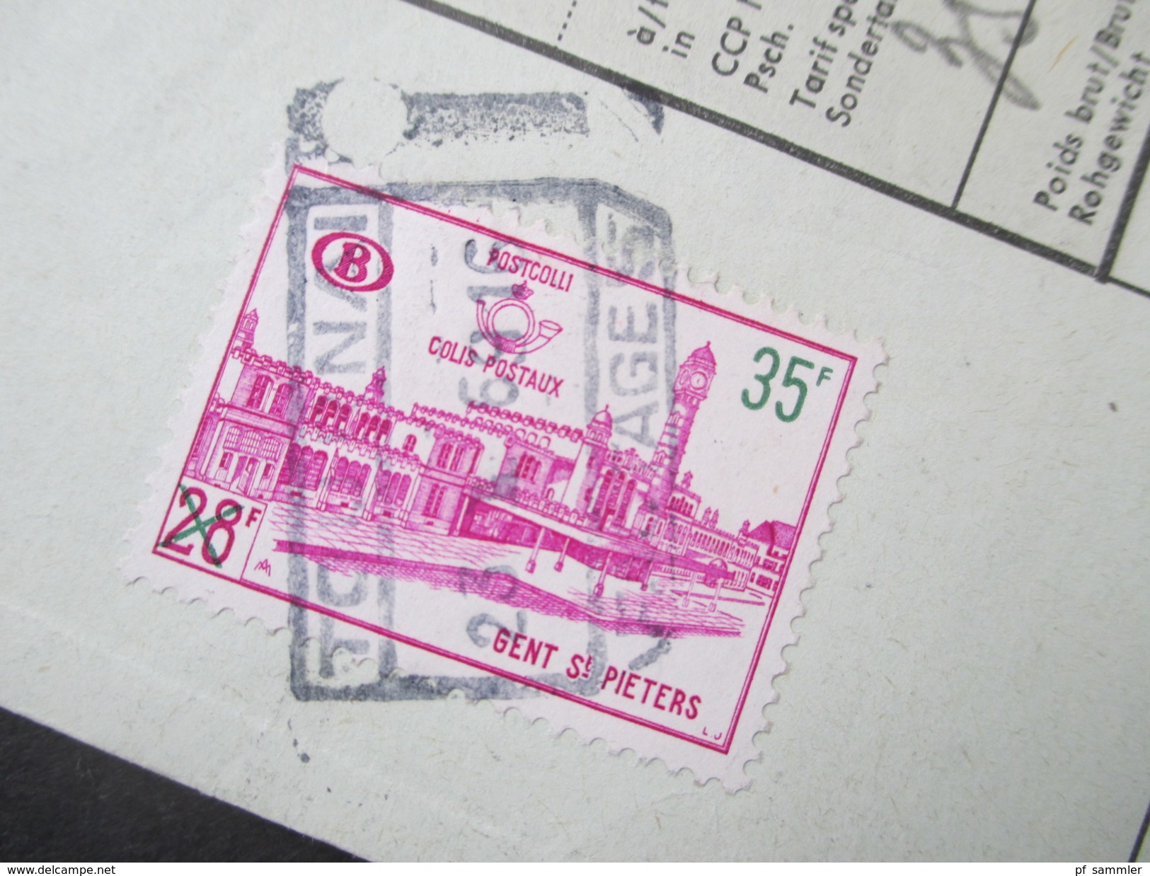 Belgien 1969 Postpaketmarke Nr. 59 Einzelfrankatur. Versandschein. Mit Lochung! Nach Brüssel. - Dépliants De La Poste