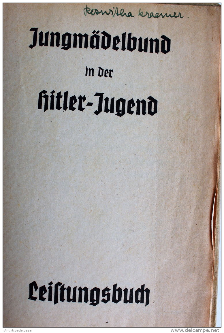 WK2 III°Reich Leistungsbuch Des Bundes Deutscher Mädel Jungmädelbund In Der HJ 1937 - Dokumente