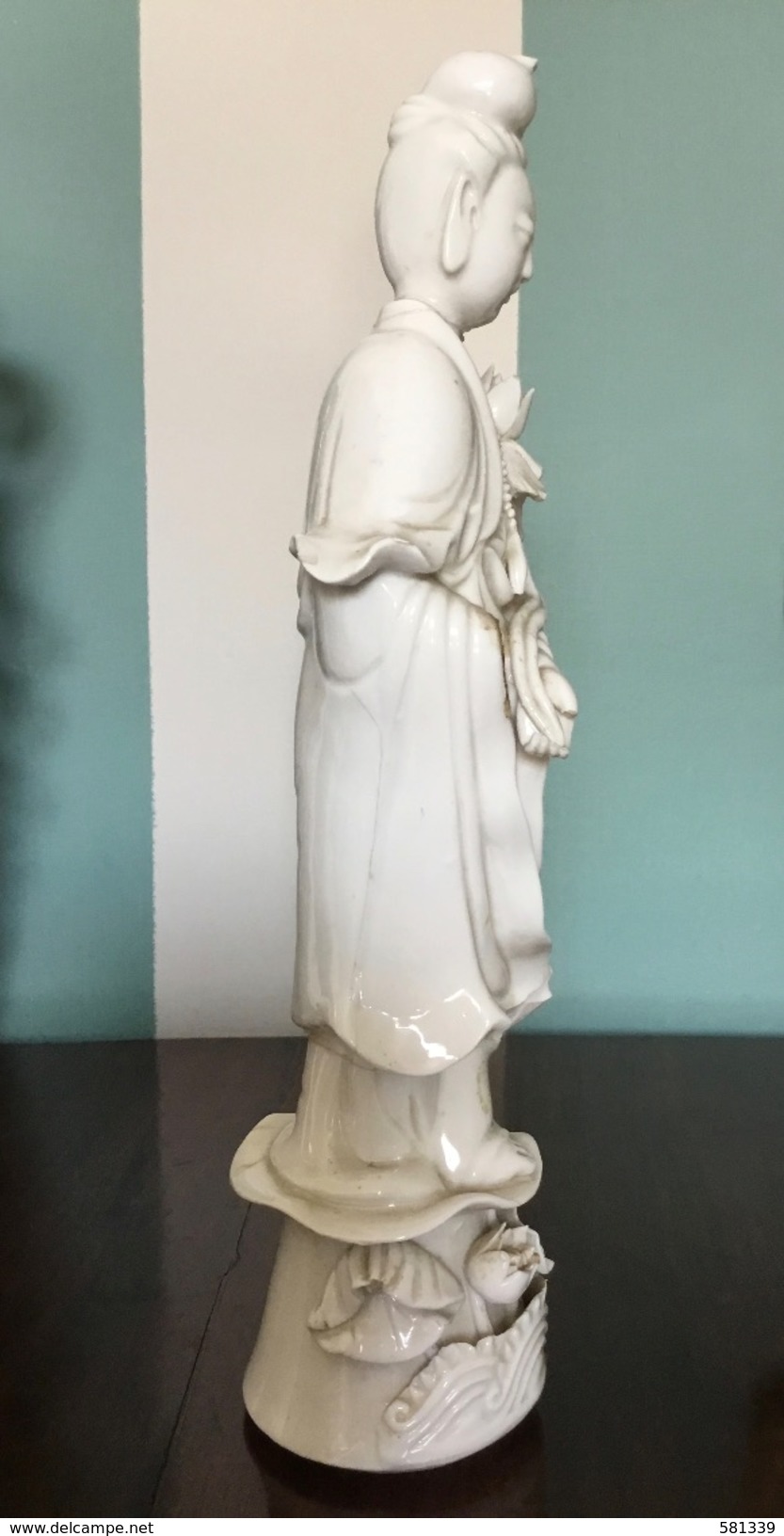 Antica STATUA CINESE BLANC DE CHINE Quan Yin Alt.cm.30 , Difetti - Oestliche Kunst