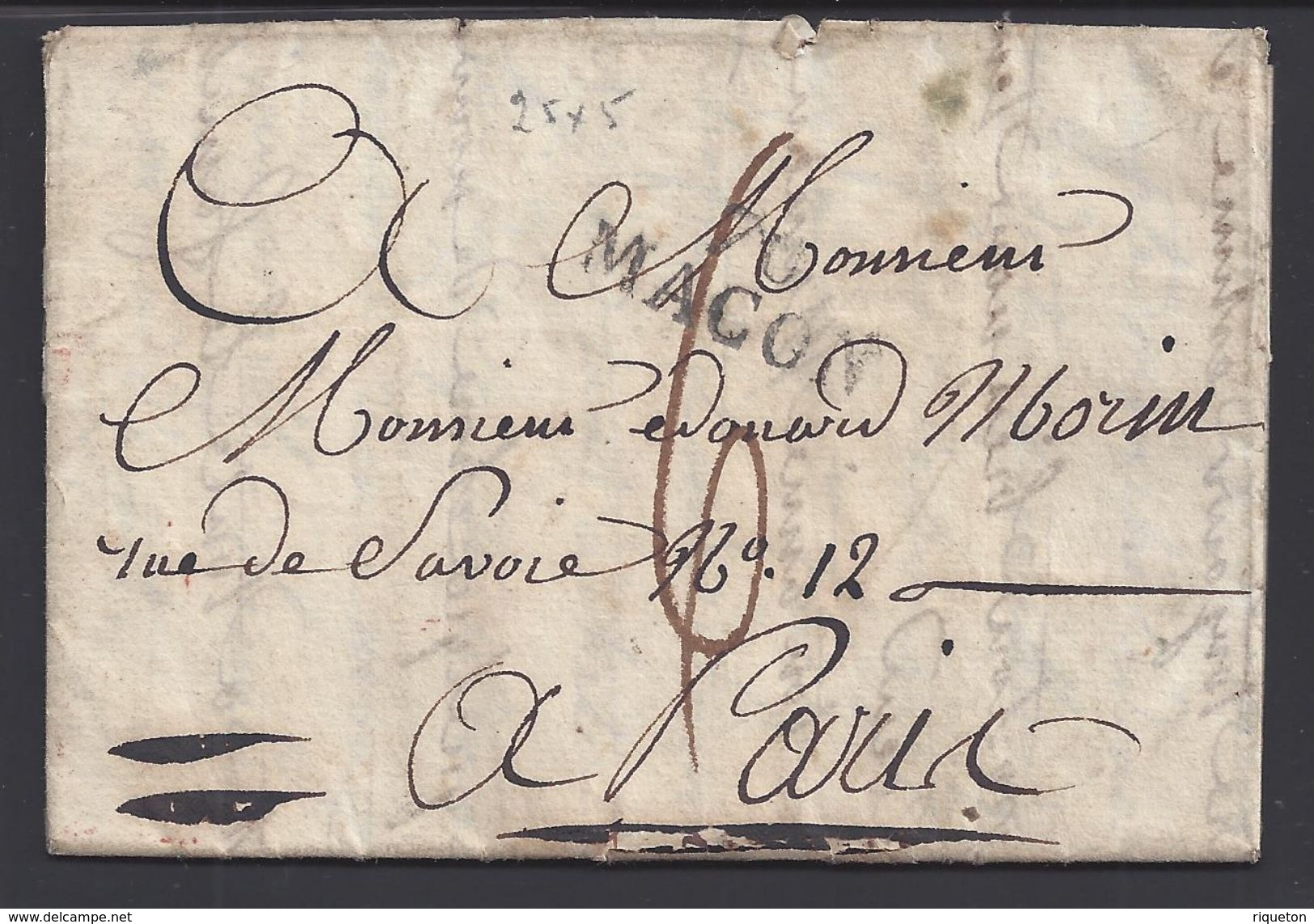 FR - 1824 - Pli De Macon, Marque Linéaire, Port Dû, Taxe Manuscrite 6 Décimes Pour Paris B/TB - - 1801-1848: Précurseurs XIX