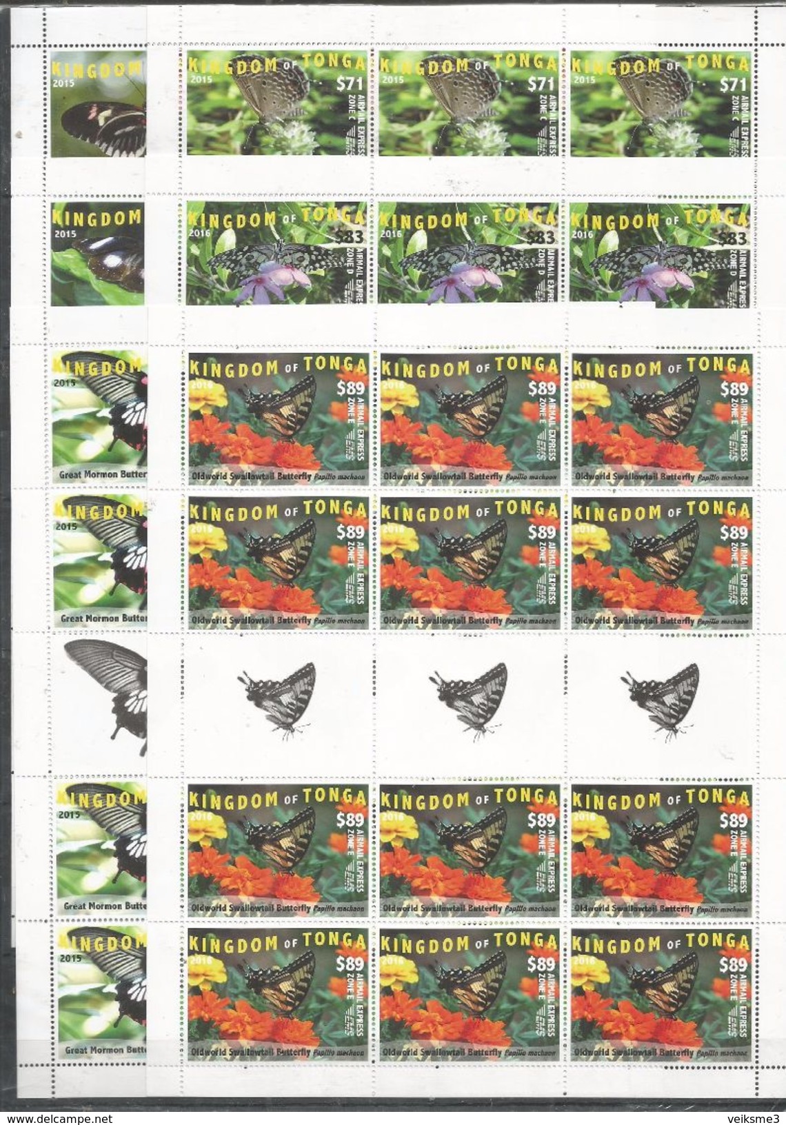 12x KINGDOM OF TONGA - MNH - Animals - Insects - Butterflies 2015 - 2016 - Schmetterlinge