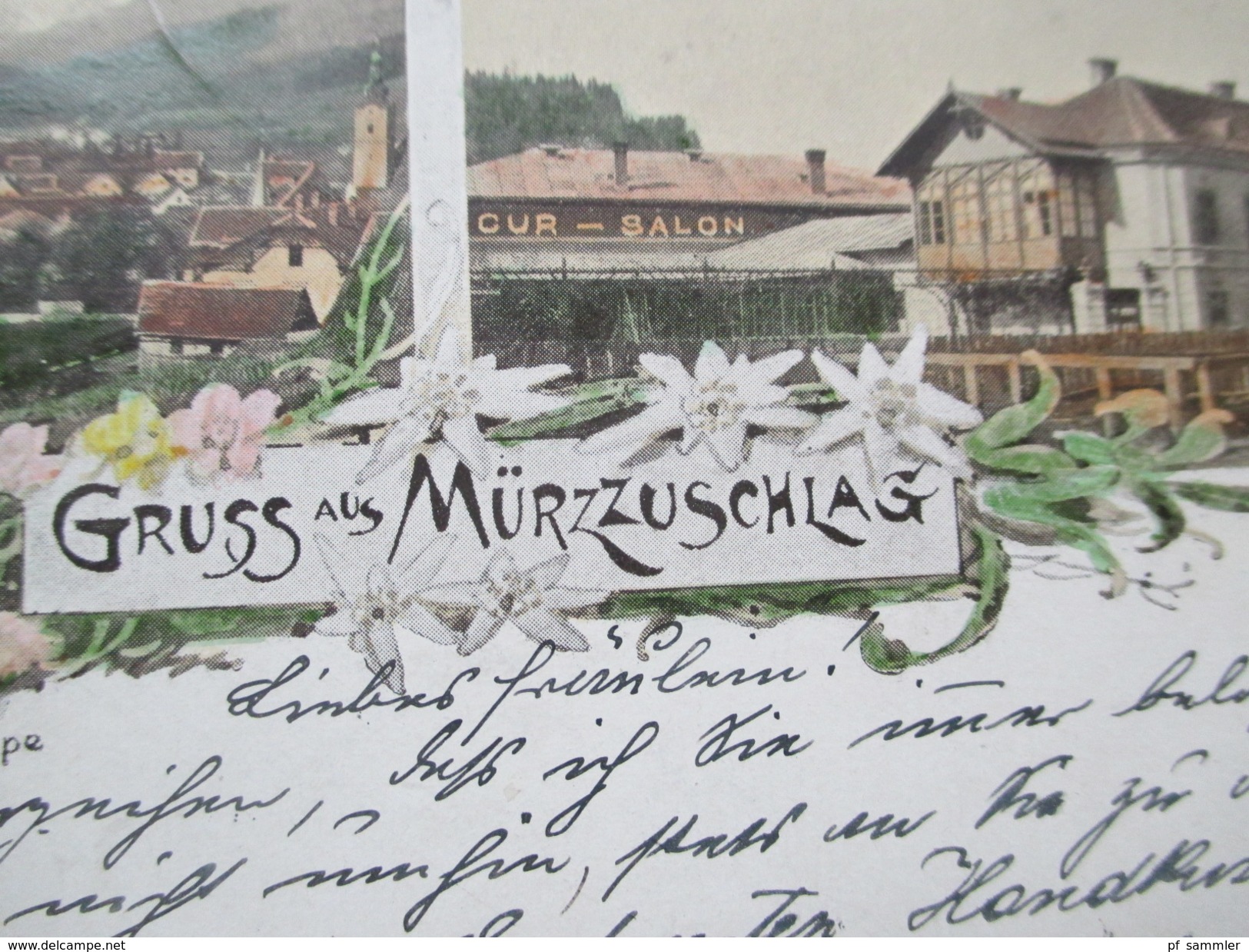 AK / Lithografie 1898 Gruss Aus Mürzzuschlag. Mehrbildkarte Kurhaus / Schneealpe. Verlag V. M. Riegler. Strichstempel - Mürzzuschlag