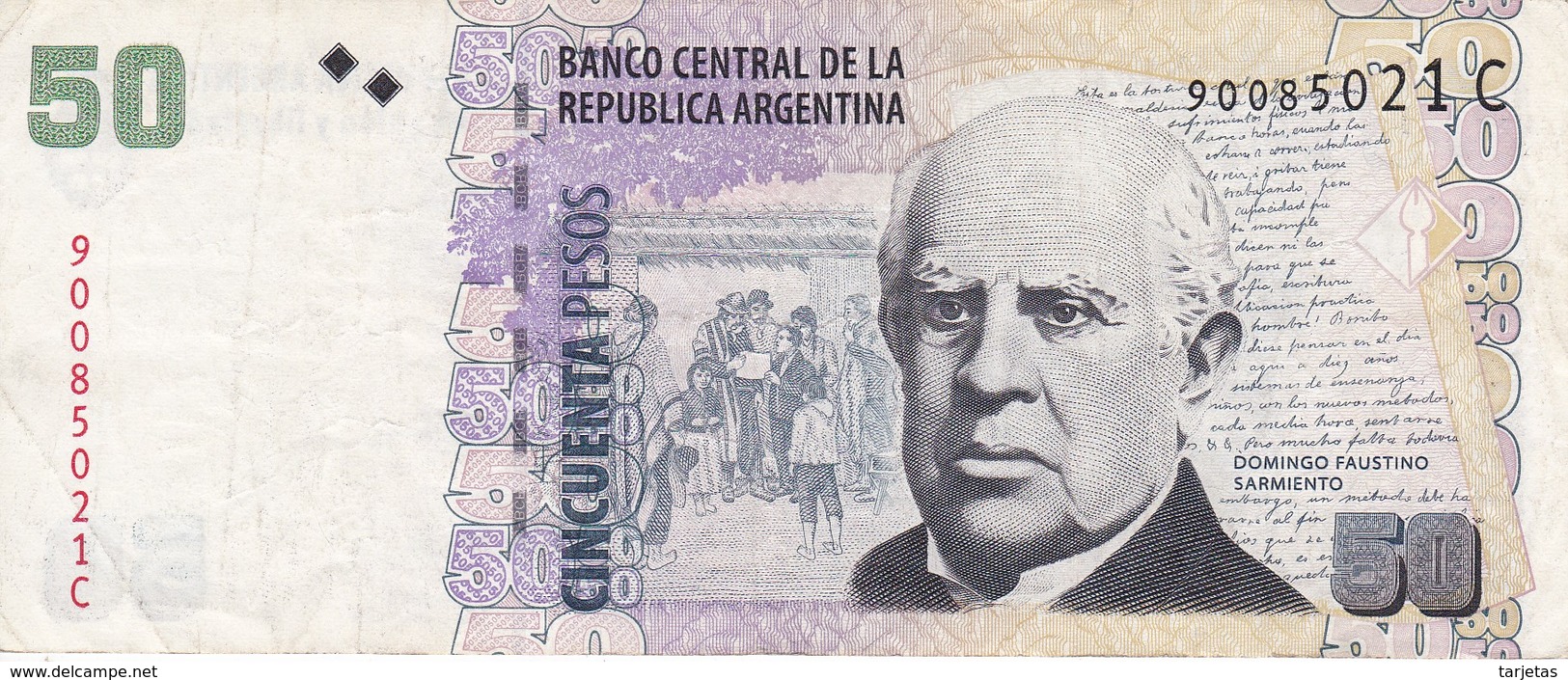 BILLETE DE ARGENTINA DE 50 PESOS  (BANKNOTE) DOMINGO FAUSTINO - Argentina