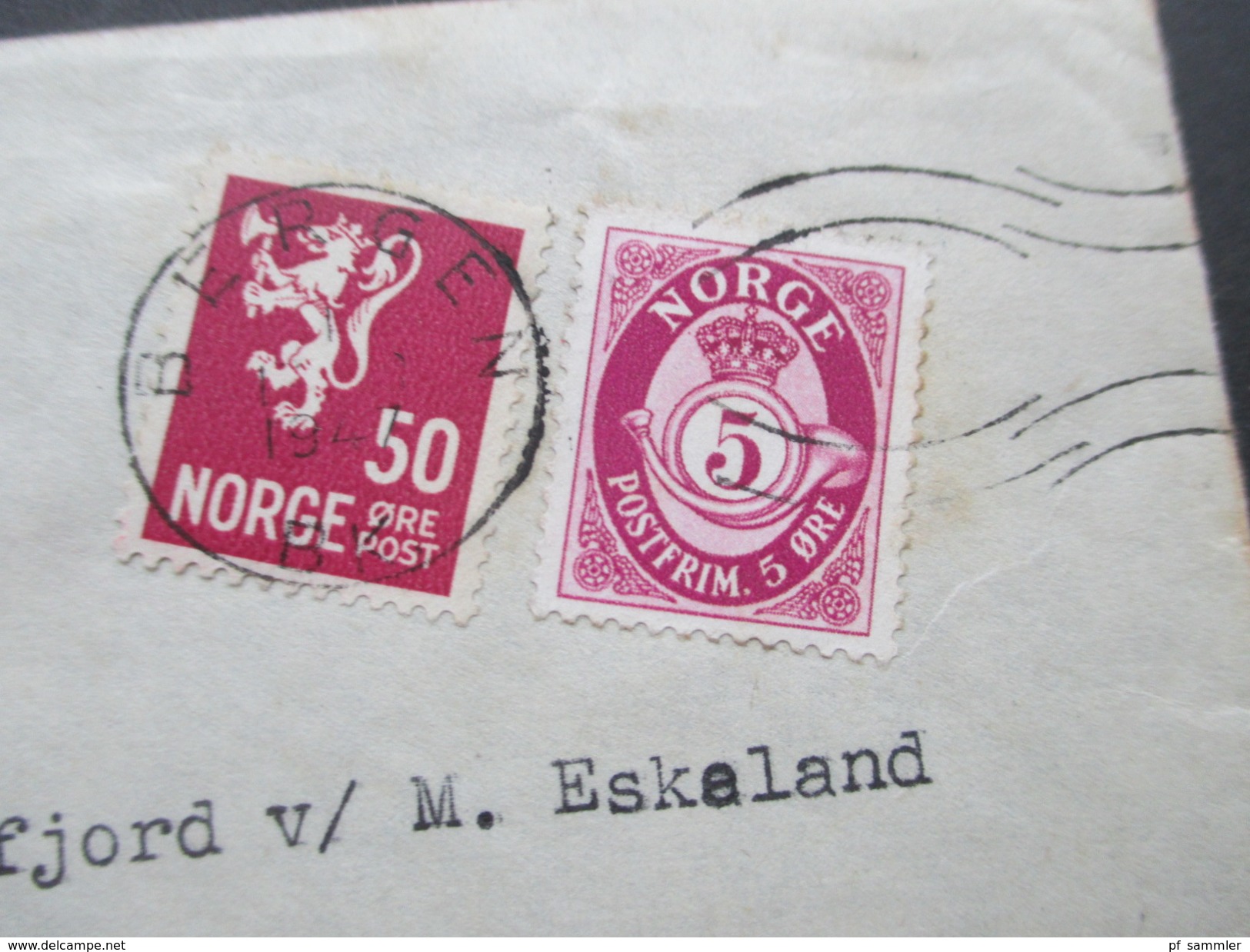 Norwegen 1947 Einschreiben R Bergen 15444. Umschlag Dagbladet Bula Tidend Bergen - Storia Postale