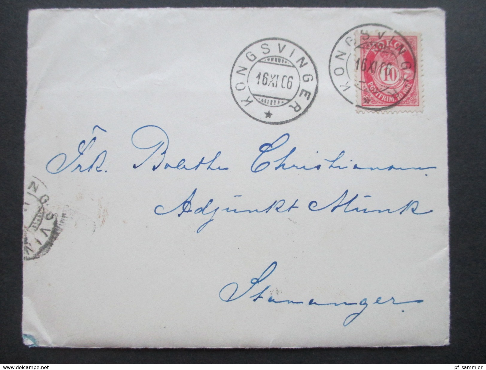 Norwegen 1906 Freimarken Posthorn Brief Mit Inhalt Kongsvinger - Stavanger - Briefe U. Dokumente