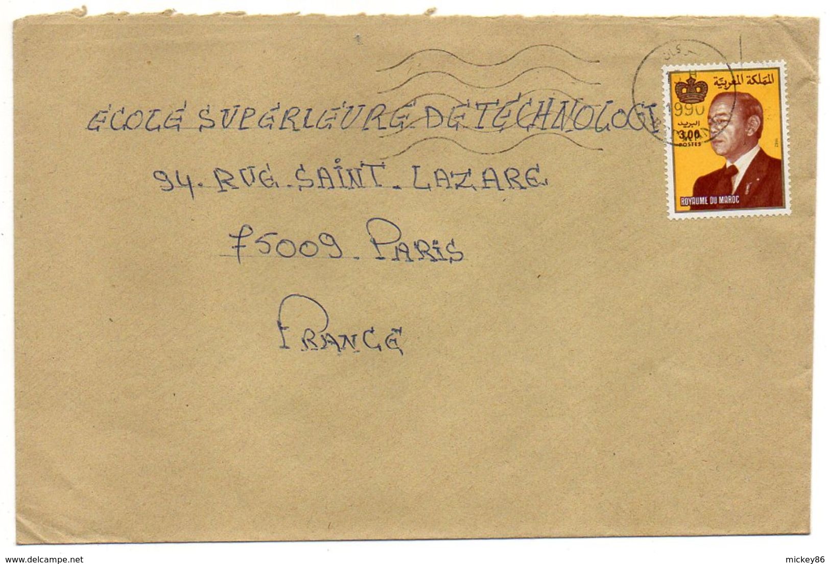 Maroc--1990--lettre De BERKANE   Pour PARIS (France)--timbre Seul Sur Lettre ---  Cachet - Morocco (1956-...)