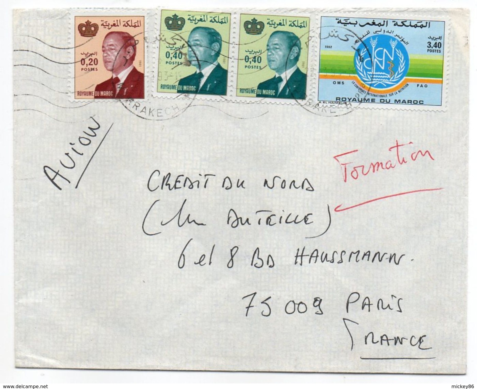 Maroc--1993--lettre De MARRAKECH  Pour PARIS (France)--Composition De Timbres  ---  Cachet - Maroc (1956-...)