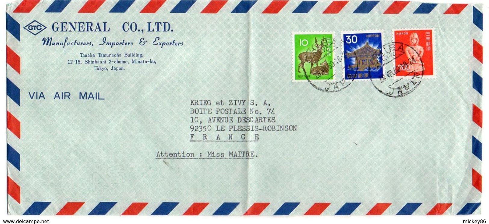 Japon--1980--lettre De CHIBA  Pour PLESSIS-ROBINSON-92 (France)--Composition De Timbres -beaux Cachets- GENERAL CO  LTD - Briefe U. Dokumente