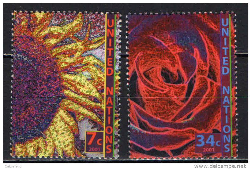 NAZIONI UNITE - NEW YORK - 2001 - GIRASOLE E ROSA - NUOVI MNH - Ungebraucht