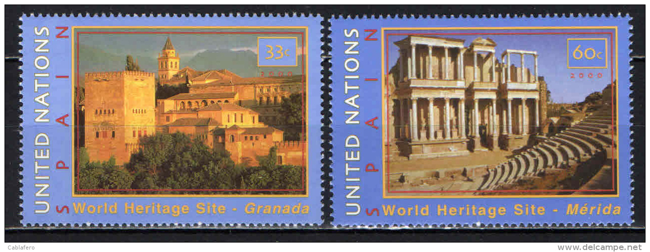 NAZIONI UNITE - NEW YORK - 2000 - PATRIMONIO MONDIALE: GRANADA E MERIDA - NUOVI MNH - Ungebraucht