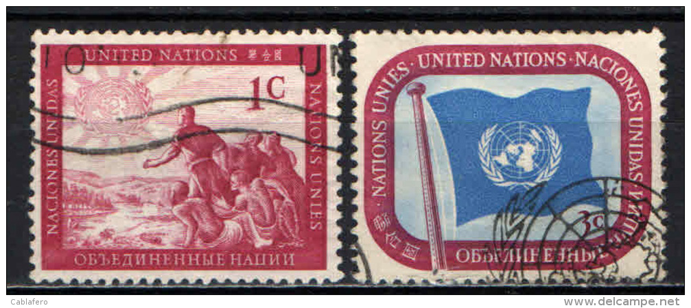 NAZIONI UNITE - NEW YORK - 1951 - POPOLAZIONI E BANDIERA DELLE NAZIONI UNITE - USATI - Used Stamps