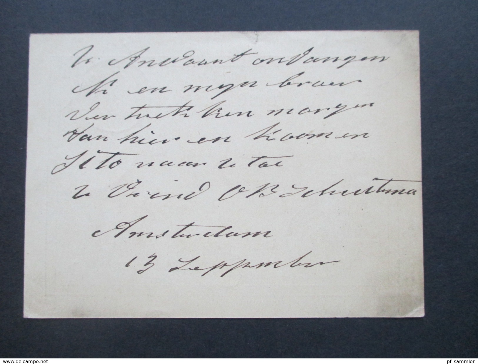 Niederlande 1877 Ganzsache Briefkaart Amsterdam - Dordrecht - Cartas & Documentos
