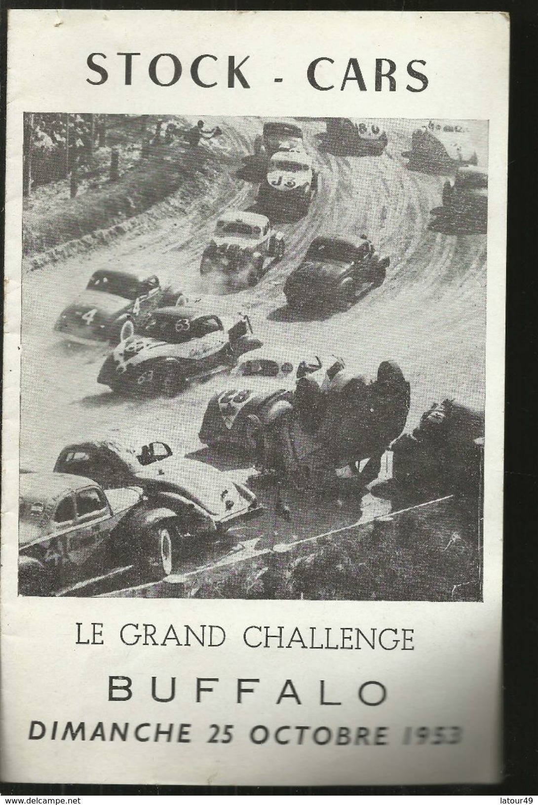 PROGRAMME  STOCK  CARS  LE GRAND CHALLENGE  BUFFALO  OCTOBRE 1953 - Publicités