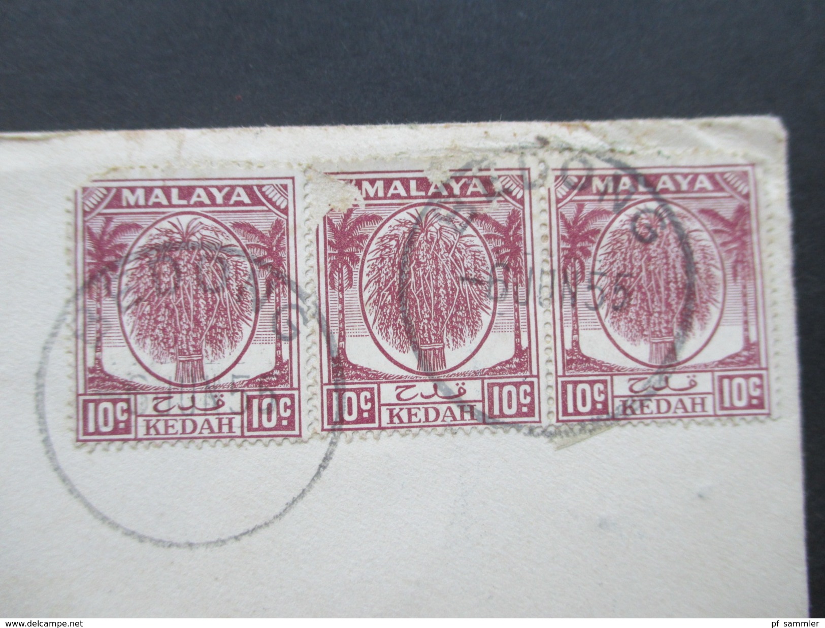 Malaysia 1955 R-Brief Bedong No 0487. 6 Stempel / Six Cancels. Firmenbrief Jeoh Kok Aun Liquor Bar. Alkohol. - Malayan Postal Union