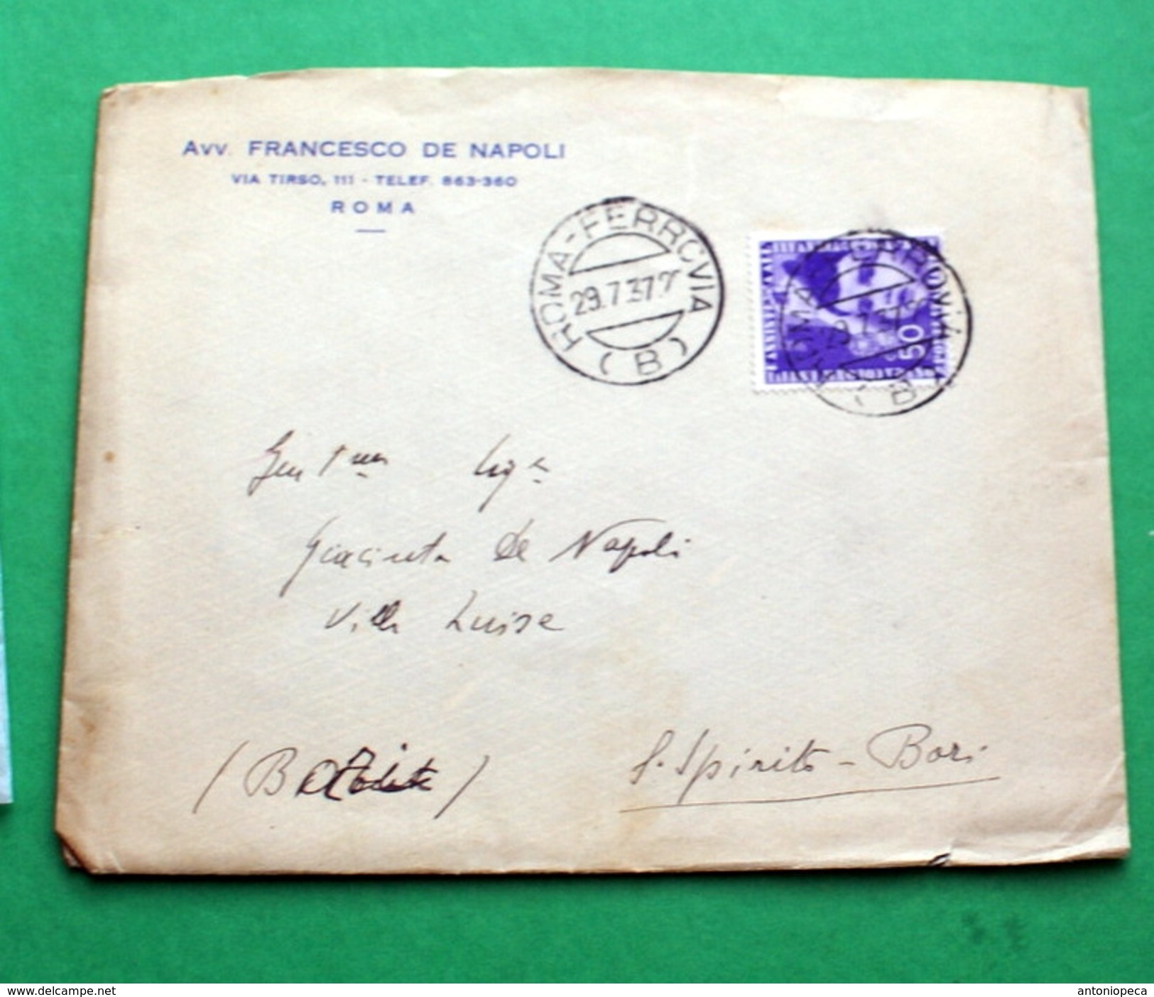 ITALIA 1937,  COLONIE ESTIVE CENT 50 SU BUSTA   VIAGGIATA - Storia Postale