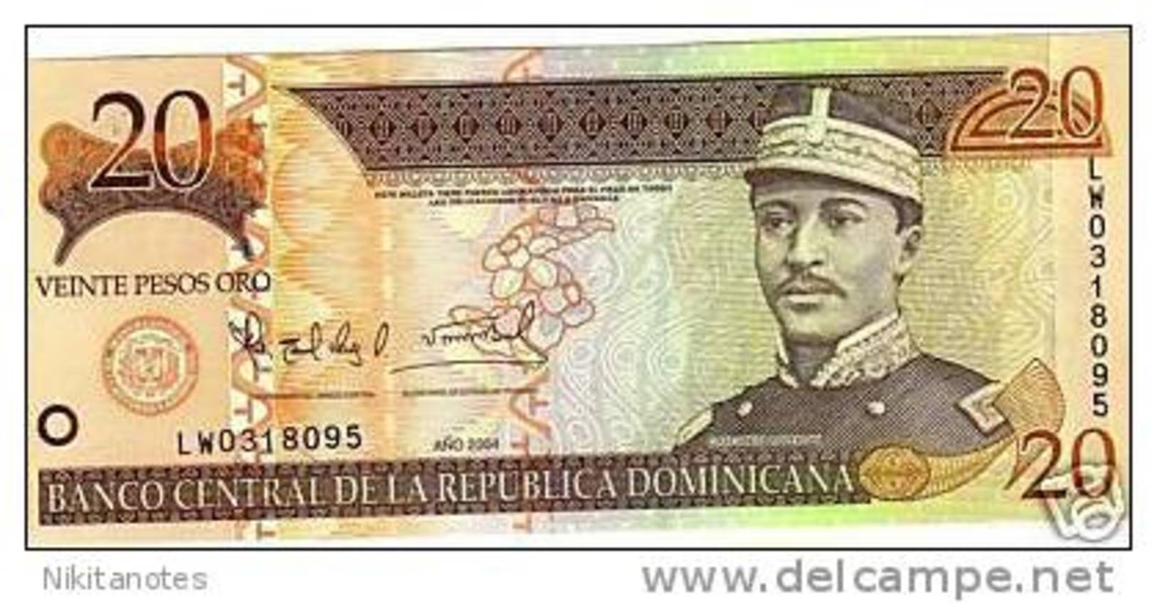 DOMINICAN REPUBLIC 20 Pesos Oro 2004 UNC - Dominicana
