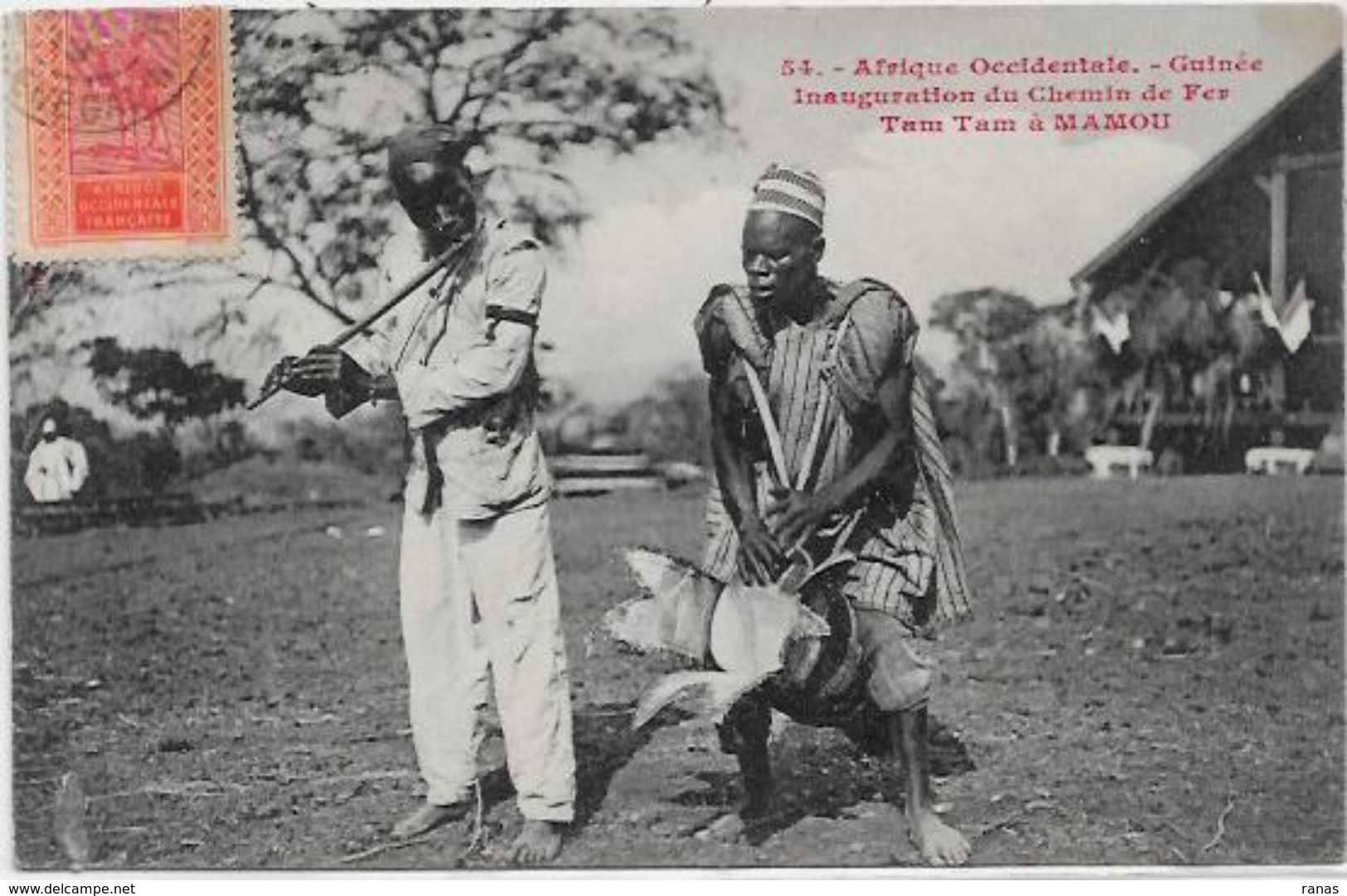 CPA Guinée Afrique Noire Type Ethnic Circulé Gare Train Mamou Chemin De Fer Musique - Guinée Française