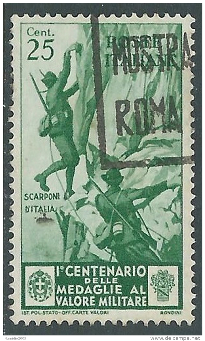 1934 REGNO USATO MEDAGLIE 25 CENT - S369-5 - Usati