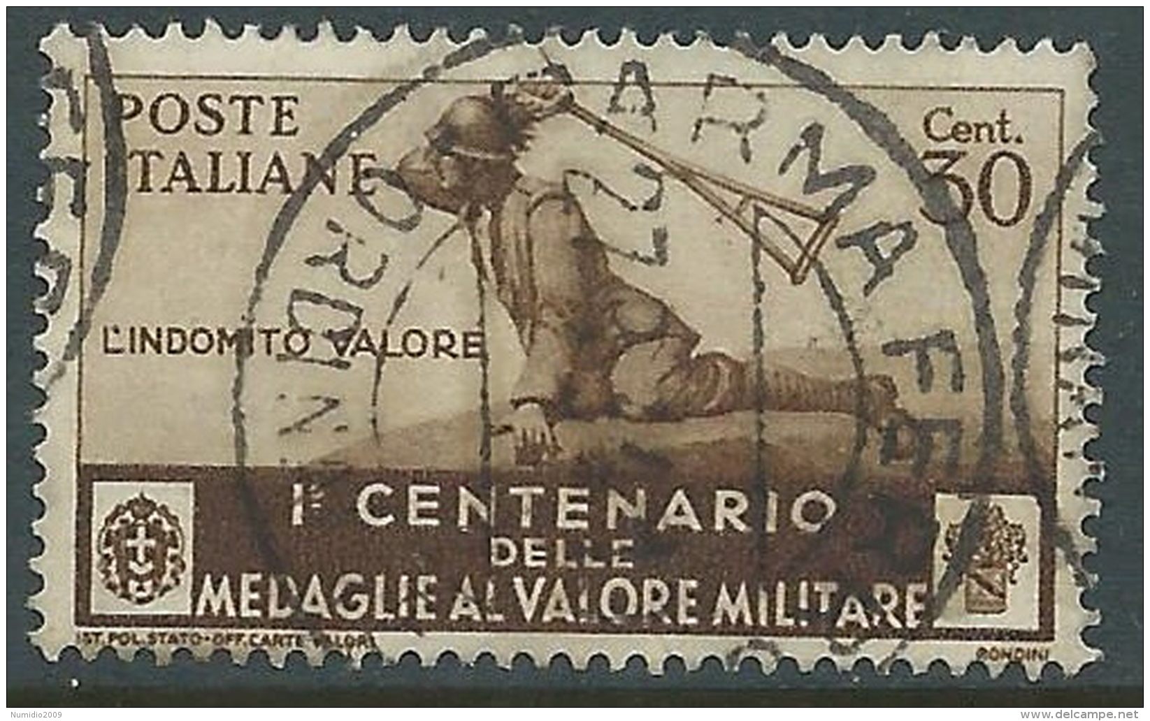 1934 REGNO USATO MEDAGLIE 30 CENT - S370-2 - Oblitérés