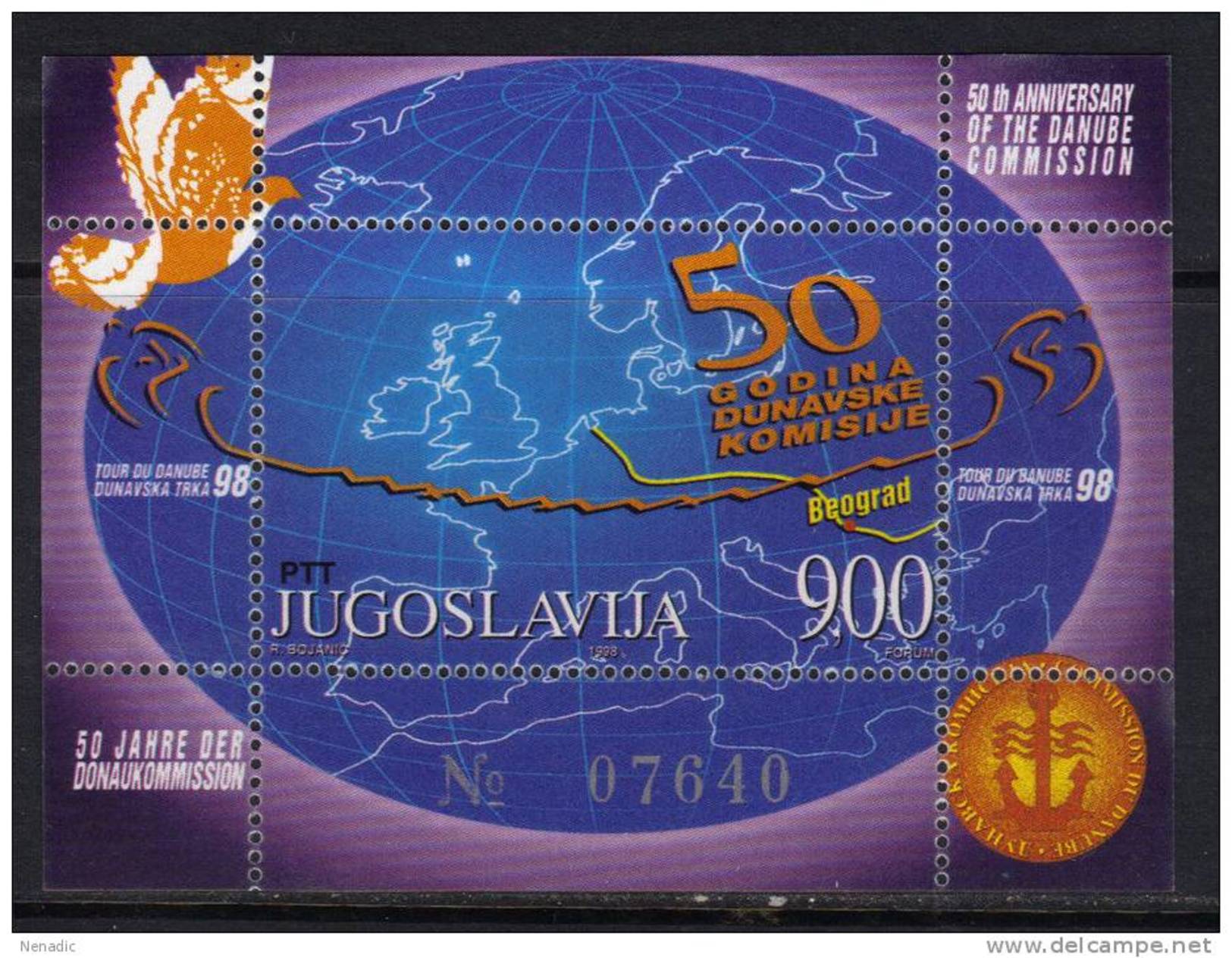 Yugoslavia,50 Years Danube Commission 1998.,block,MNH - Neufs