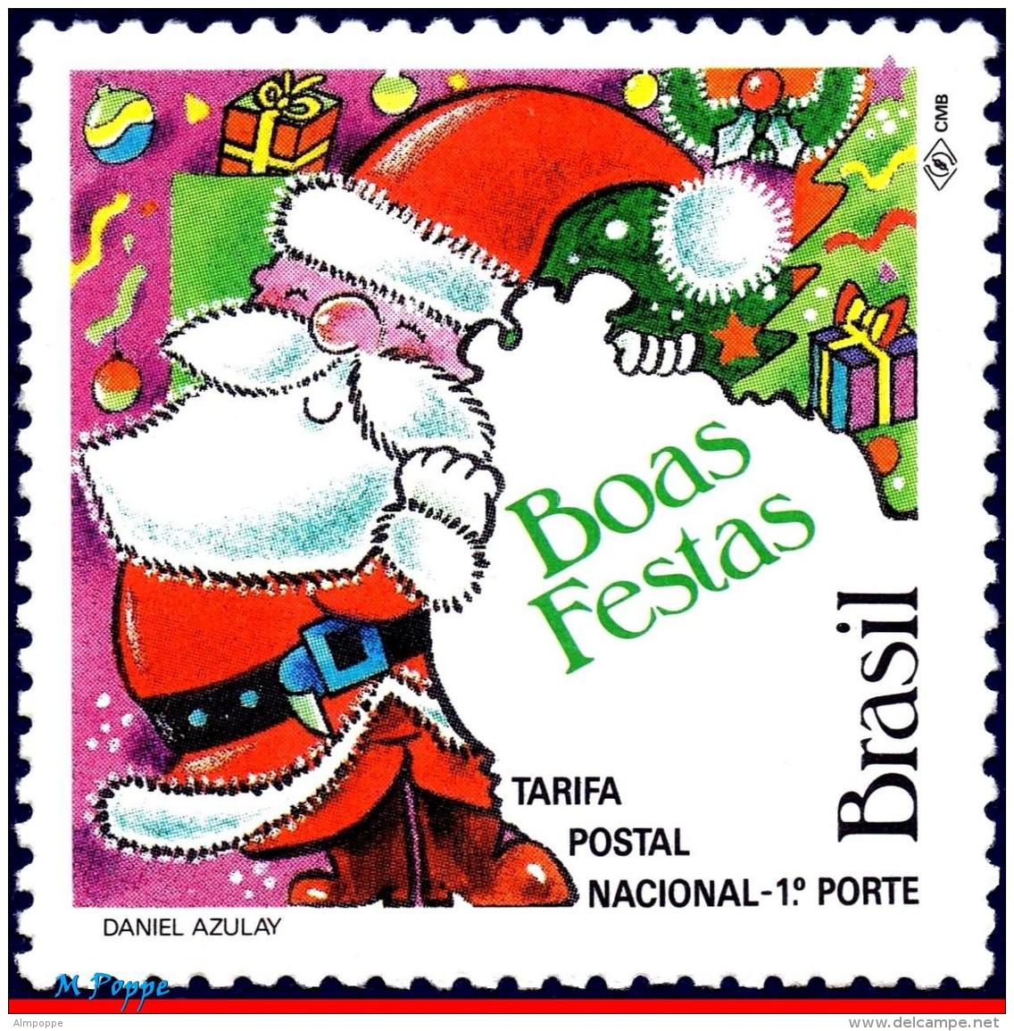 Ref. BR-2391 BRAZIL 1992 - MERRY CHRISTMAS, SANTA, CLAUS, RELIGION, MI# 2509, MNH, CHRISTMAS 1V Sc# 2391 - Christmas