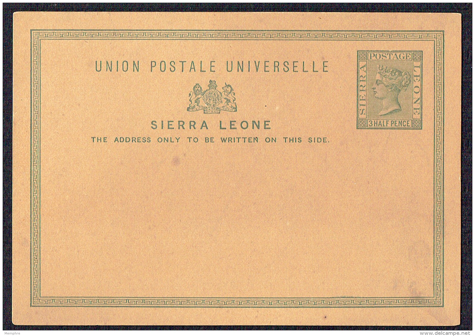 SIERRA LEONE   1881  1&frac12;d. VictoriaPostcard  Unused - Sierra Leone (...-1960)