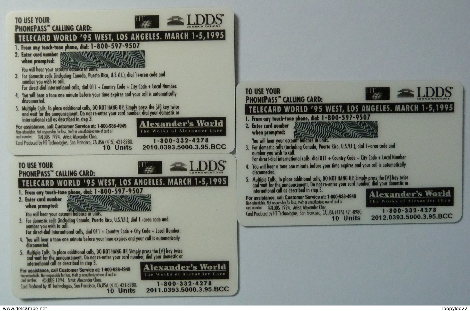 USA - Puzzle - LDDS - Set Of 3 - Alexander's World - Telecard World '95 - Mint - Other & Unclassified