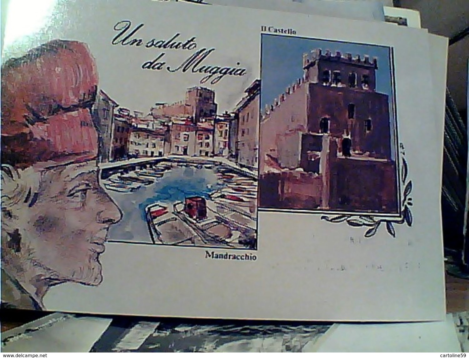 MUGGIA  EXPO CARTOLINA ILLUSTRATA PITACCO  MANDRACCHIO E CASTELLO N1983 GH17081 - Borse E Saloni Del Collezionismo