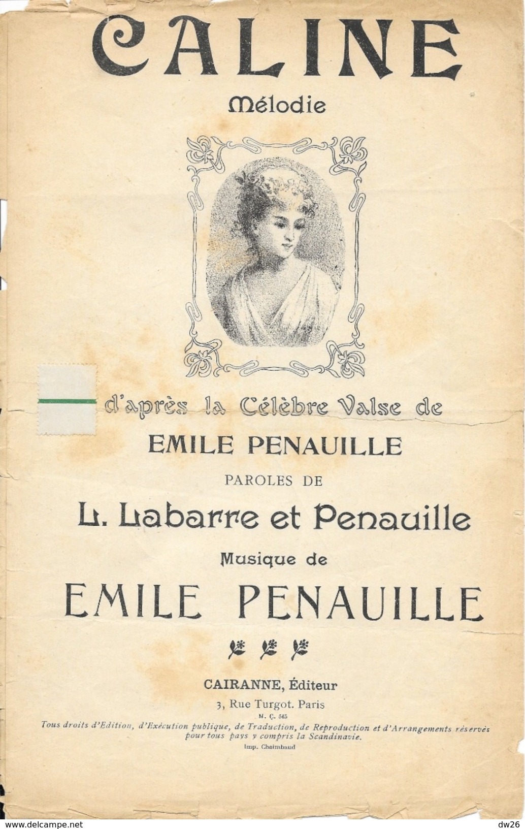 Partition: Caline (Mélodie, Valse) - Paroles De L. Labarre Et Pénauille, Musique Emile Pénauille - Partituras