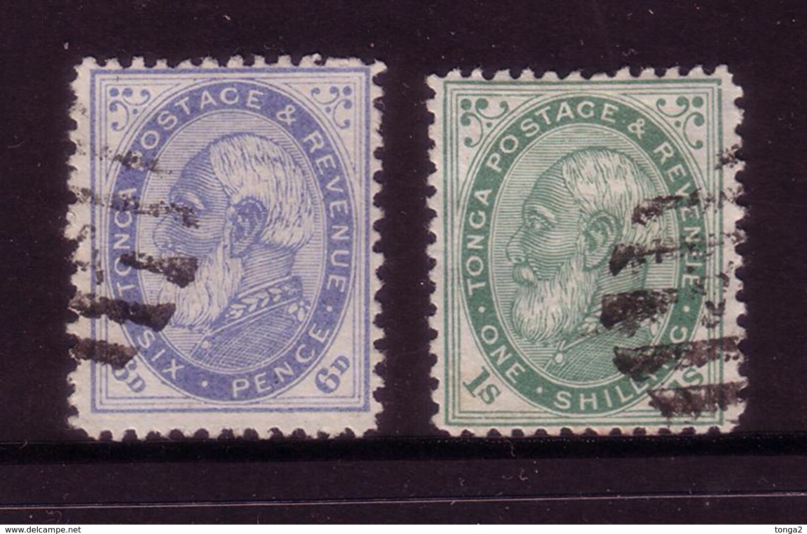 #166 - 187-8 Early Tonga 6d And 1/- FU - Tonga (1970-...)